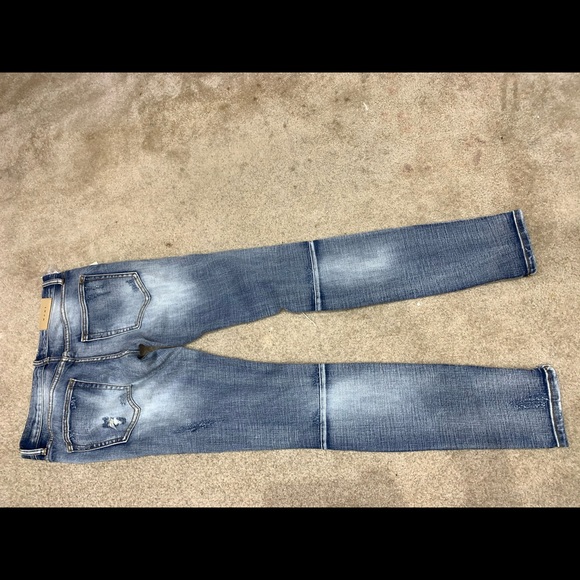 Mnml Distressed Ripped Blue Jeans Stretch Denim - Picture 2 of 2